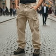 thumbnail image 2 of THDHVS Cargo Pants for Men,Men's Pants,Men Casual Corduroy Pants Solid Color with Button Pockets Khaki, 2 of 9