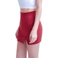 thumbnail image 3 of Spencer Women High Waist Bodycon Short Dress Faux Suede A-Line Split Mini Pencil Skirt "S,Red", 3 of 8