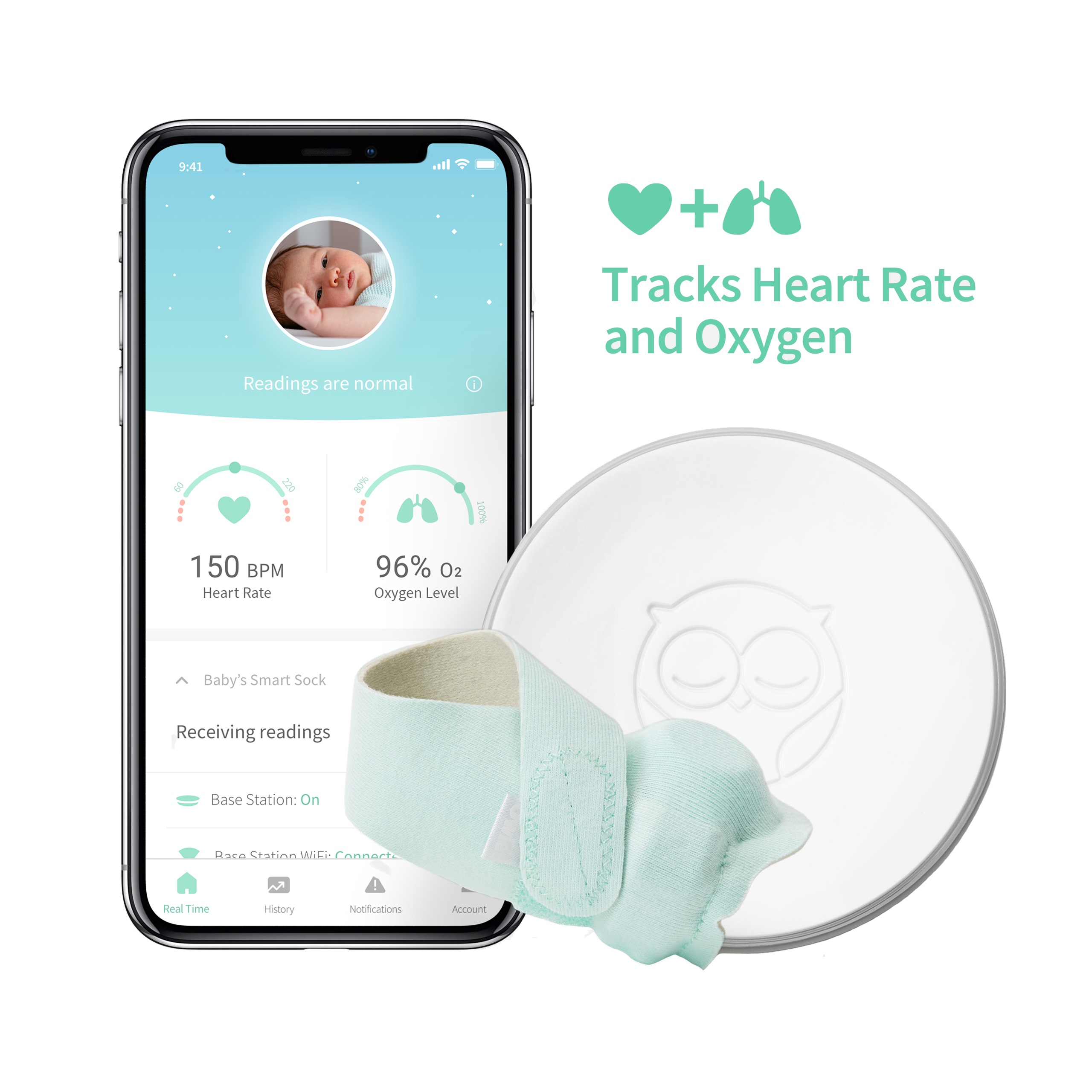 Owlet Smart Sock 2 Baby Monitor Tracks Heart Rate Oxygen Walmart 
