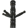 thumbnail image 4 of DecMode 25" x 78" Black Wood 7 Hanger Coat Rack with Scrolled Feet and Leaf Carvings, 1-Piece, 4 of 10