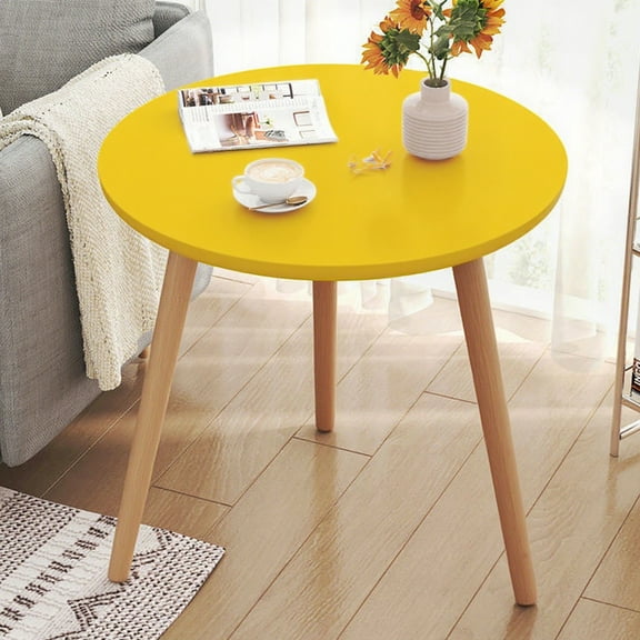 Small Round End Table, Detachable Side Table for Living Room, Bedroom, Balcony, Sturdy Wood Accent Table with Easy Assembly
