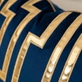 thumbnail image 4 of Cojines geométricos de cuero dorado a rayas, fundas de almohada europeas de lujo, cojines decorativos para sofá, sala de estar, dormitorio, coche, azul marino, 4 of 7