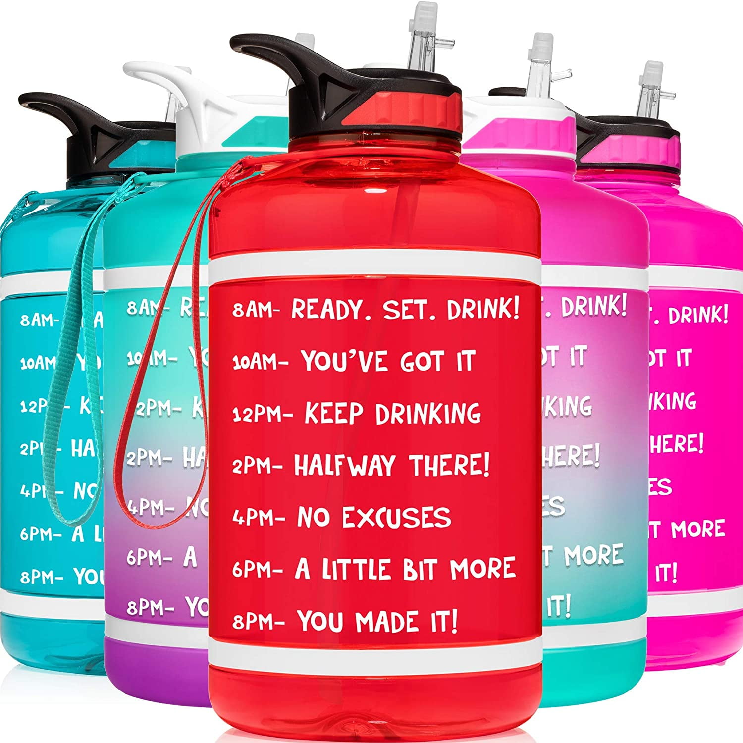 HydroMATE 64 oz Half Gallon Motivational Water Bottle with