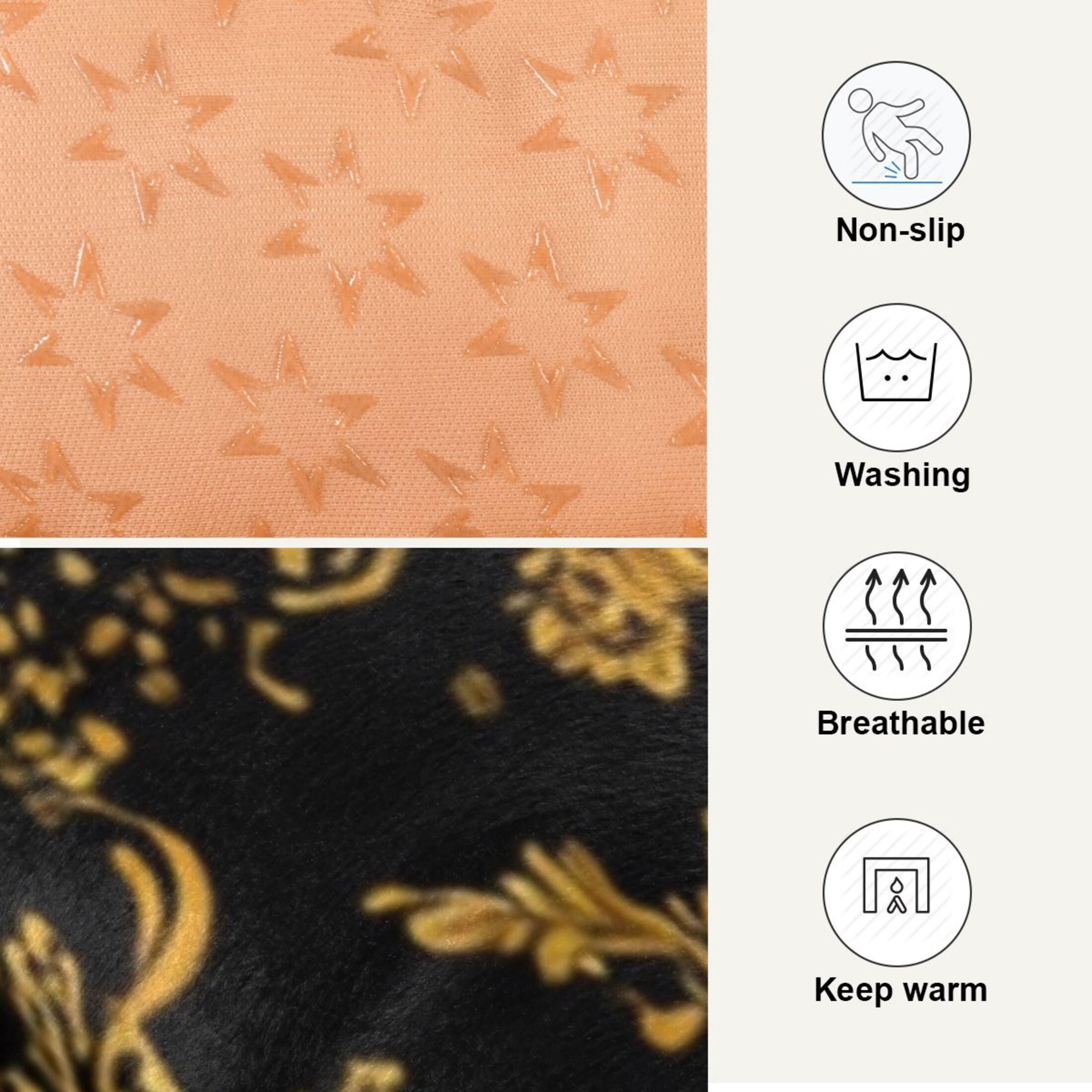 Cozy Mat Pet Bed Indoor Outdoor Warm Soft For Cat Dog Puppy(S/M) Black&gold Baroque