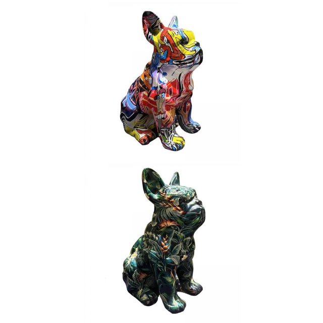 2x Estatua de Perro, Escultura de , Figuras de Cachorros para Soporte Zulema Estatua de Aniaml