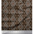thumbnail image 1 of Soimoi Brown Rayon Fabric Diamond & Triangle Geometric Printed Craft Fabric by the Yard 58 Inch Wide, 1 of 3