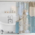 thumbnail image 4 of Modern Abstract Waterproof Fabric Shower Curtain, Blue Brown Color Blocks Waterproof Fabric Shower Curtain for Bathroom Curtains Bathtubs Hotel Washable Shower Curtains with 12 Hooks Long 72x78in, 4 of 8