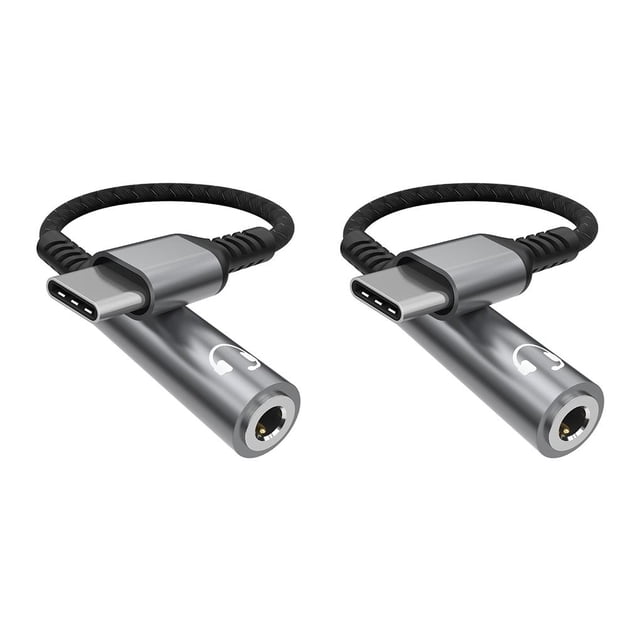 sweethay Adaptador de teléfono móvil tipo c a 3,5 mm Adaptador de llamada de voz reutilizable Gris Gris 2piezas