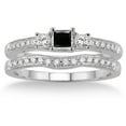 thumbnail image 2 of 1.5 Carat Black Diamond Three Stone Bridal Set on 10k White Gold, 2 of 3