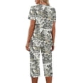 thumbnail image 4 of Women 2 Piece Capri Sets Short Sleeve V Neck Tops and Capris Pants Floral Print Lounge Set Womens Pajamas Sets, 4 of 7