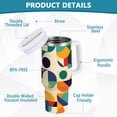 thumbnail image 2 of Yayeee 40oz Stainless Steel Tumbler with Straw and Handle Double-Wall Insulated Travel Water Bottle, Green Geometric, 2 of 8