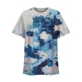 thumbnail image 3 of Blusa informal de manga corta con estampado de teñido anudado y cuello redondo para mujer OAVQHLG3B Store lin121212, 3 of 4