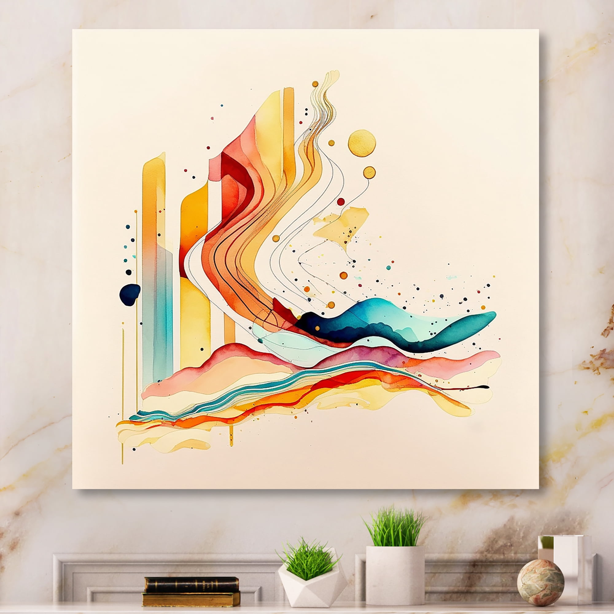 Designart Multi-Color Watercolor Movement Canvas Wall Art