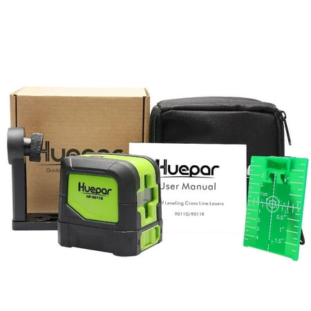 

Huepar Laser Horizontal Vertical Cross-Line Green Red Beam 4 Degrees 2 Lines Laser Level Self Levelling GREEN