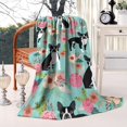 thumbnail image 2 of Green Boston Terrier and Flower Blanket,Comfortable Soft Lamb Wool Throw Blanket,All Season,Warm Lightweight Blankets for Sofa Bed Couch Living Room Chair,40"x50", 2 of 4