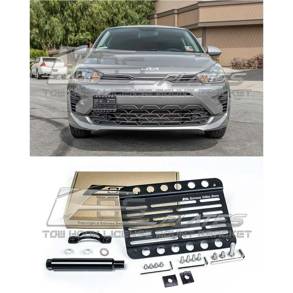 Replacement for 2021-Present Kia Rio Models | EOS Plate Version 1 Front Bumper Tow Hook License Relocator Mount Bracket Tow-585 (Mid Size)
