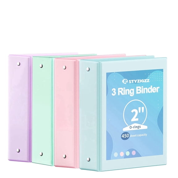 3 Ring Binder 2 Inch Round Ring View Binder 450 Sheets of Letter Size 8.5 x 11'' Paper for School, Office, 4 Pack, School Supplies Organizer with Pockets Notebook Binders