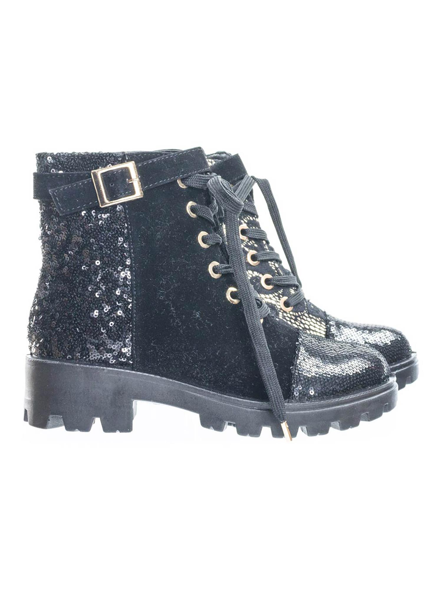 sequin combat boots
