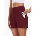 thumbnail image 2 of NELEUS Womens Workout Shorts Wide Leg Yoga Shorts for Women Casual Summer Athletic Short with Pockets,Wine Red,US Size S, 2 of 7
