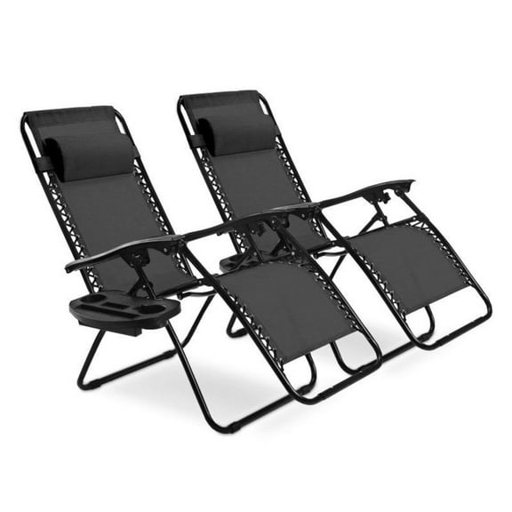 FASCK 2-Piece Folding Lounge Chair with Zero Gravity, Outdoor Recliner for Patio, Garden, Poolside, Adjustable Comfort Position, Portable