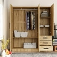 thumbnail image 3 of Better Home Product Violet Engineered Wood Wardrobe Armoire Closet in Natural, 3 of 8