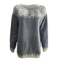 thumbnail image 3 of Women's Trendy Oversized Fair Isle Knit Sweaters Crewneck Long Sleeve Retro Colorful Lightweight Fall Winter Pullover Tops Sky Blue L, 3 of 4