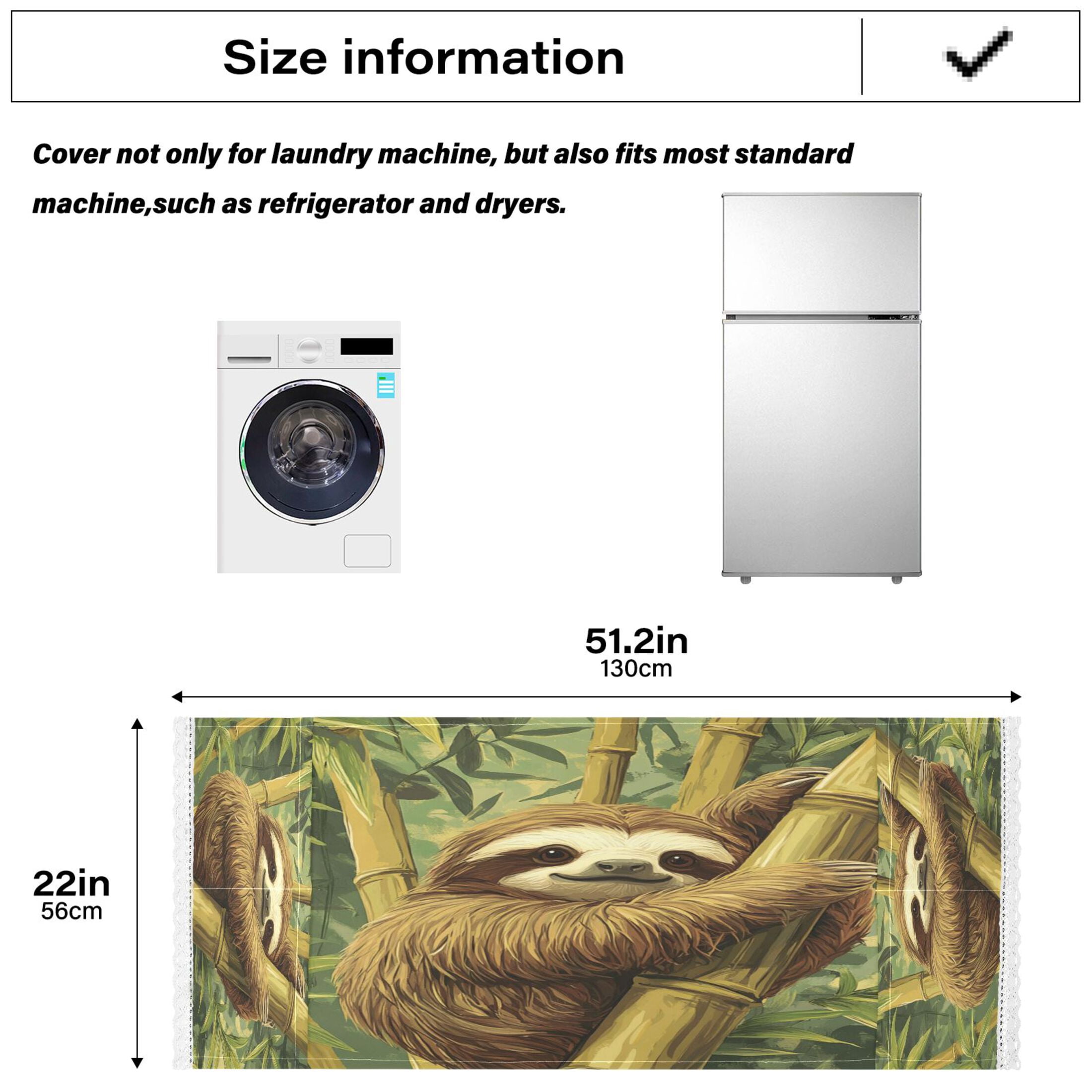 Lazy SlothWasher and Dryer Covers Dust-Proof and Oil Resistant Fridge Cover with 4 Storage Pockets Washing Machine Top Cover for Laundry Kitchen Home 51.2 x 22 In
