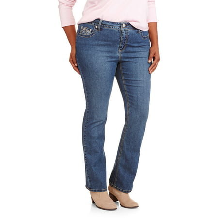 Faded Glory Women's Plus-Size Slim Boot cut Embellished Jeans - Walmart.com
