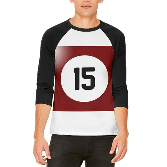 Halloween Billiard Pool Ball Fifteen Costume Mens Raglan T Shirt White-Black X-LG