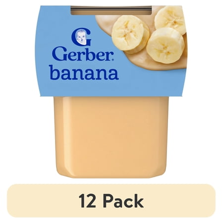 (12 pack) Gerber Stage 2 Baby Food, Banana Puree Tubs, Baby Puree, 2PK 8 oz