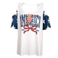 thumbnail image 5 of KimSoong Women Plus Size Cold Shoulder American Flag T-Shirt 4th of July Tee USA Flag Print Shirt 250 Years Patriotic Tee Tops, 5 of 7