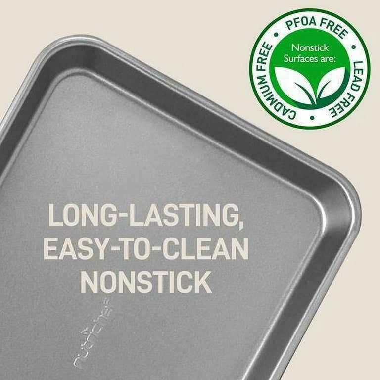Nutrichef 2-pc. Nonstick Cookie Sheet Baking Pan - Professional Quality Kitchen Cooking Non-Stick Bake Trays with Gray Coating
