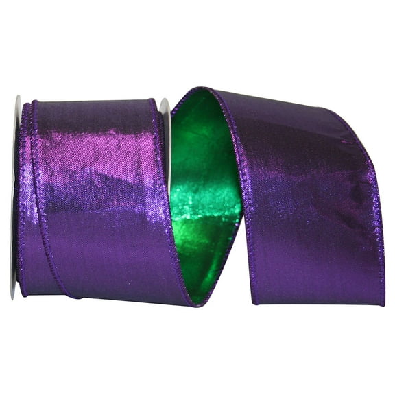 Reliant Ribbon - 92642W-321-40F, Lame Luxury Wired Edge Ribbon, Purple/green, 2-1/2 Inch, 10 Yards