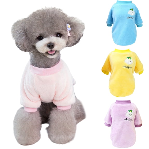 SPRING PARK Pet Dog Clothes Knitwear Cartoon Dog Pattern Dog Coral Fleece Sweatshirt Soft Warm Pup Dogs Shirt Winter Puppy Sweater for Dogs