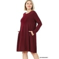thumbnail image 3 of Zenana Women's Long Sleeve Jersey Flared Swing T-Shirt Tunic Dress with Side Pockets, 3 of 5