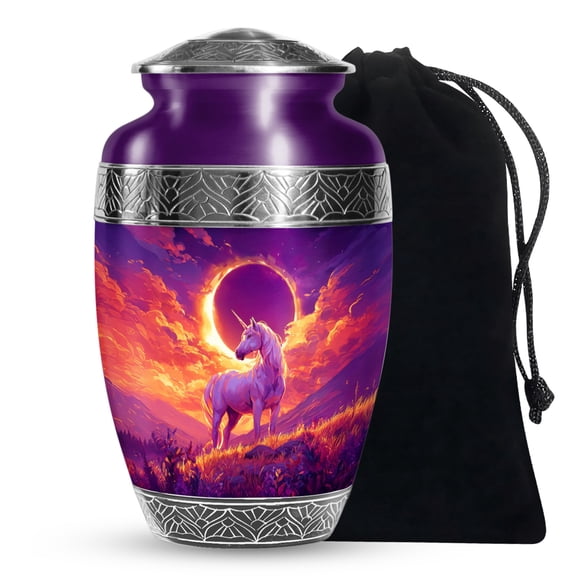 SABURIAL Unicorn Urn - Funeral Urns For Wife Ashes - Unique Handmade Large Urn For Adult Ash - Beautiful Memorial Cremation Urns For Human Ash - 10 Inch Large With Velvet Bag
