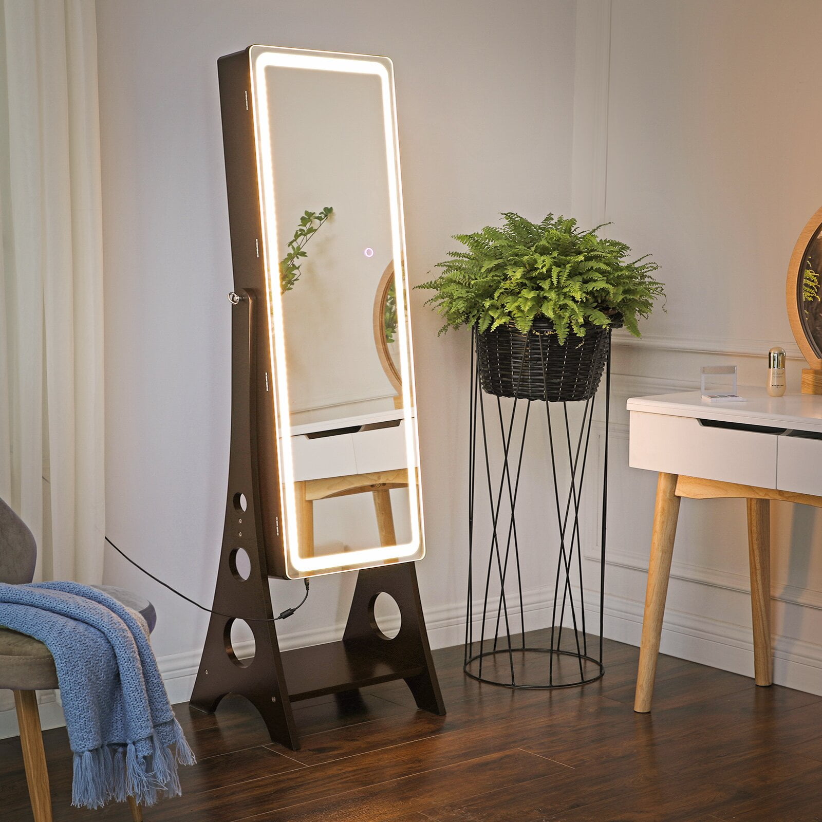 Glynell free standing jewelry cheap armoire with mirror