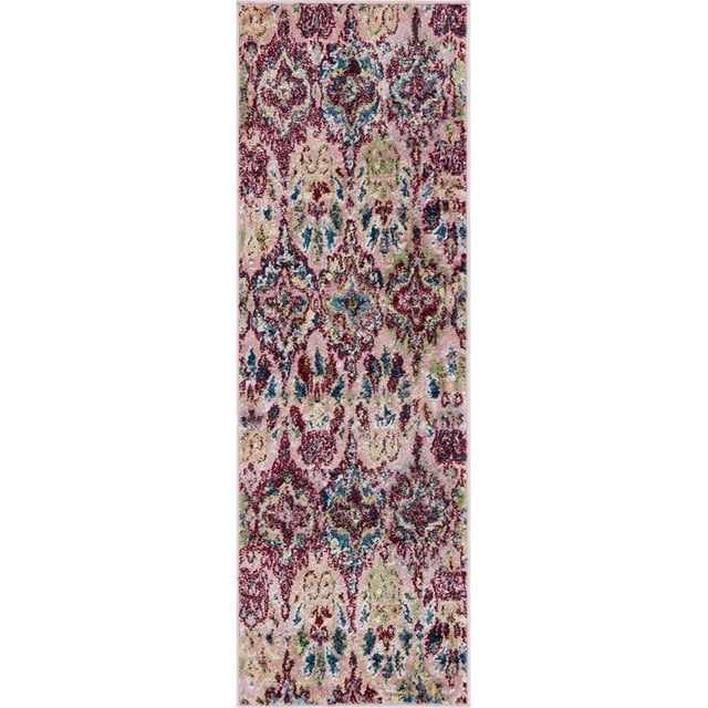 Unique Loom Sumter Deep Colors Area Rug 2' x 6' Runner Pink/Navy Blue