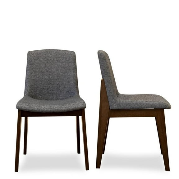 Pemberly Row 18.5" Mid-Century Fabric Dining Chair in Dark Gray (Set of 2)