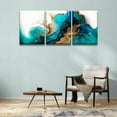 thumbnail image 2 of 3 Piece Wall Art Decor for Home Modern Abstract Poster Prints on Canvas Modern Blue and Gold Marble Fluid Art Printing for Living Room Wall Art Stretched Ready to Hang 12x16inchx3, 2 of 6