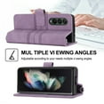 thumbnail image 5 of Feishell for Samsung Galaxy Z Fold 3 Case with Detachable Wrist Strap,Premium PU Leather Drop Protection Magnetic Clasp Flip Kickstand RFID Blocking Credit Card Slots Wallet Phone Case,Lightpurple, 5 of 8