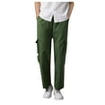 thumbnail image 1 of HXWCHs Men's Oversized Pocket Drawstring Straight Leg Work Pants for Outdoor Jogging and Casual Wear XXL Green, 1 of 7