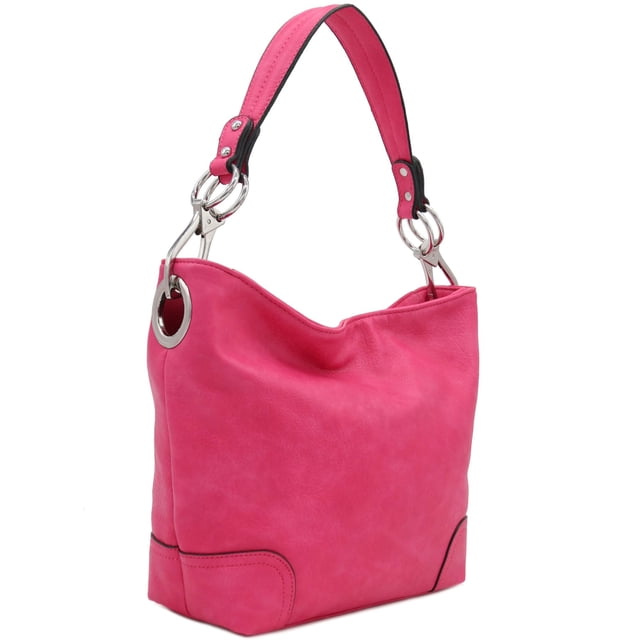 Bolso de hombro Hobo ALYSSA fucsia con herrajes Big Snap Hook
