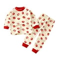 thumbnail image 2 of RXIRUCGD Mode Ensembles de Pantalons Longs Décontractés à Manches Longues pour Filles et Garçons Col Rond Imprimé Bouton (Rouge, Taille: 3 Mois), 2 of 3