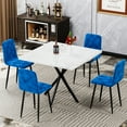 thumbnail image 5 of Blue Velvet Dining Room Chairs 4pcs - Strong Legs, Comfortable Cushion, Fashionable Look (4), Reinforced Iron Legs For Heavy Duty Use, 5 of 6