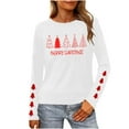 thumbnail image 2 of HOMBOM Womens Christmas Shirts Long Sleeve Outfits Funny White Reindeer Crewneck Xmas T Shirts for Women, 2 of 9