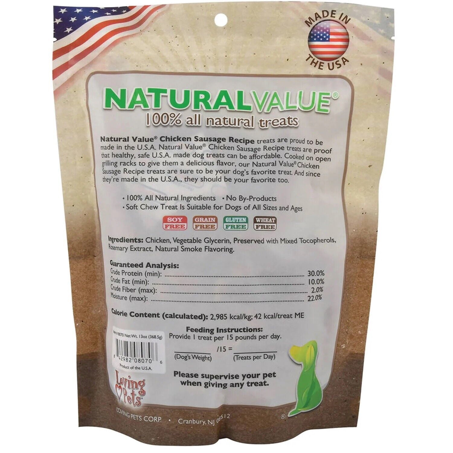 Natural Sausage Recipe Dog Treats Preservative Free Chicken or Beef (Chicken)