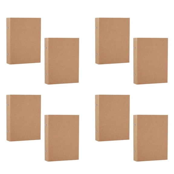 8Pcs A5 Refillable Ring Binder,A5 Kraft Paper Binder Tray with 2 Rings to Add Loose Sheets,A5 Kraft Paper Folders