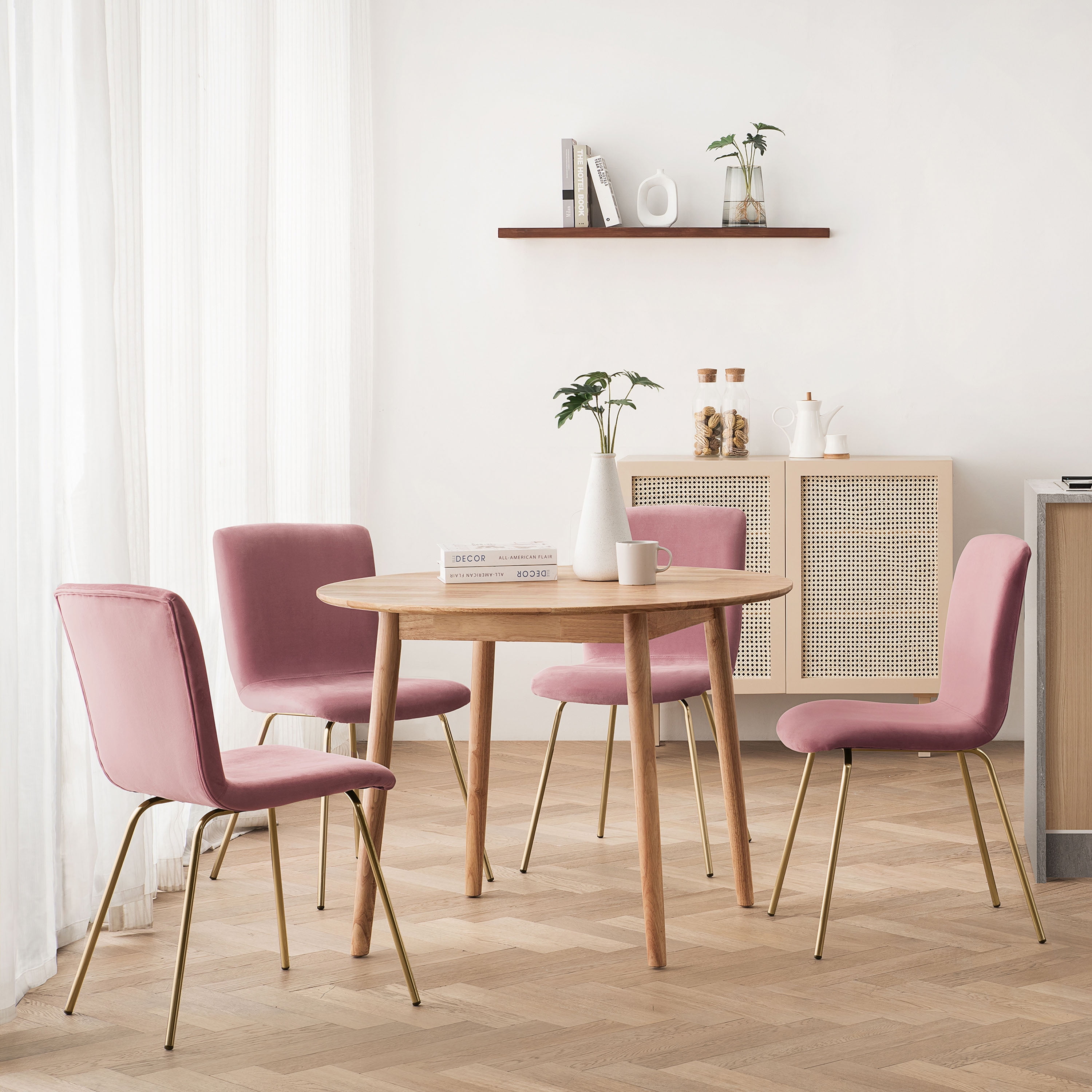 Art Leon Mid Century Dining Chair Velvet Upholstered Side Chair Set of