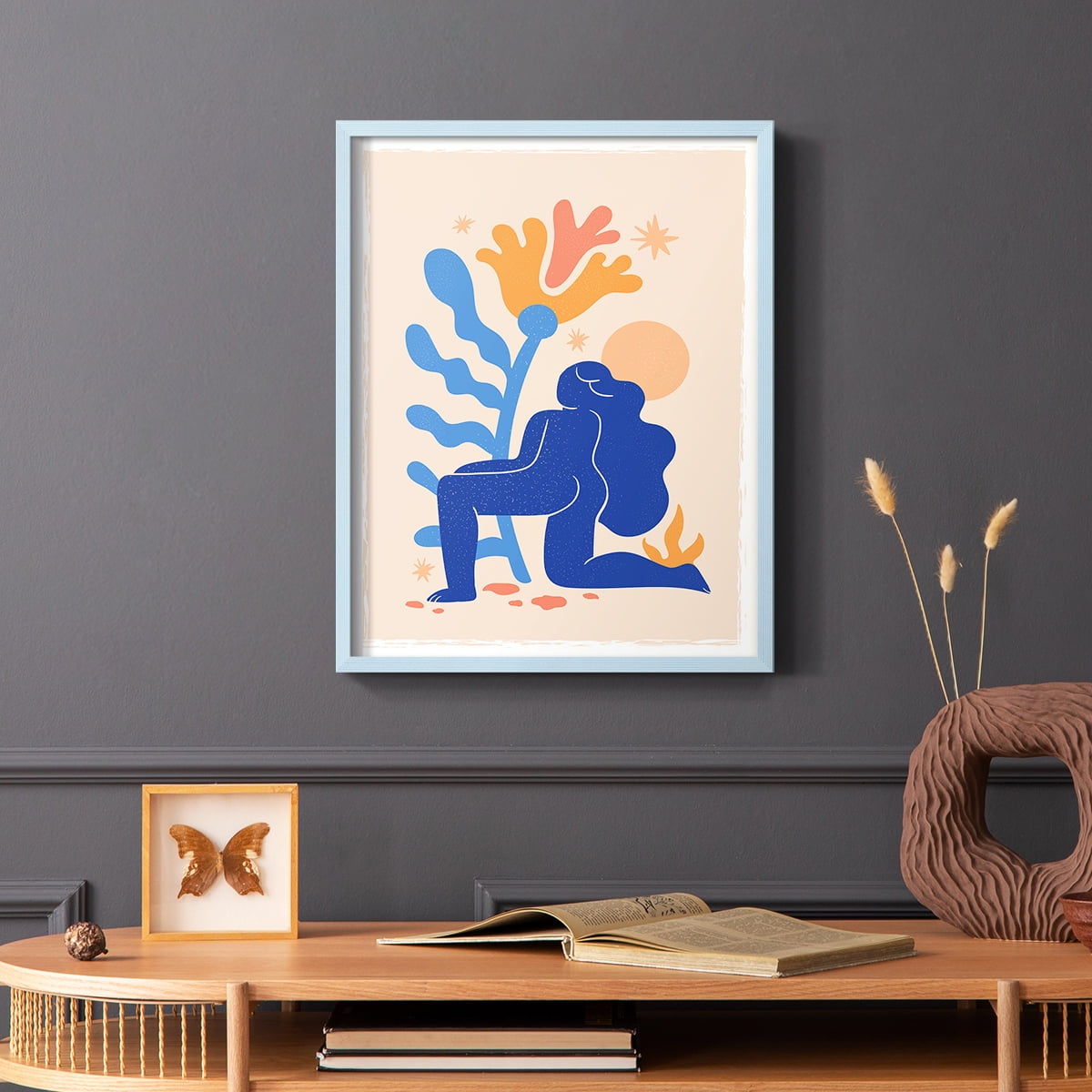 Matisse CCCLXIV in Blue Solid Wood 22 x 28 Framed Print